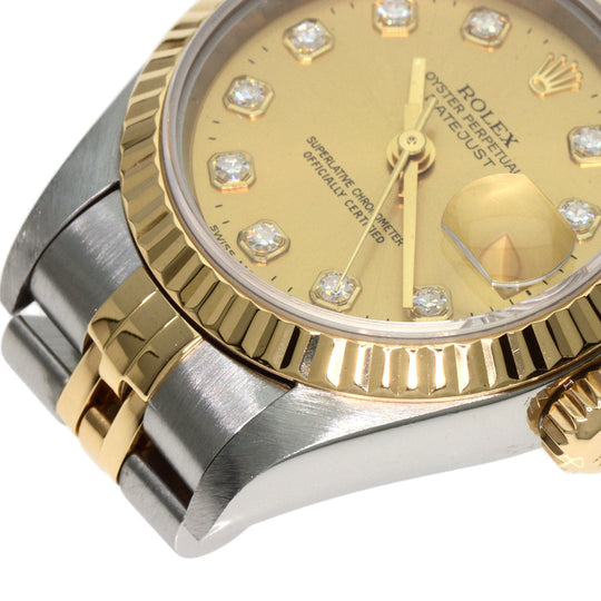 ROLEX Watches Mechanical Automatic 69173G Stainless Steel , SSxK18YG gold Datejust 10P Diamond Champagne Gold dial Women Used Authentic