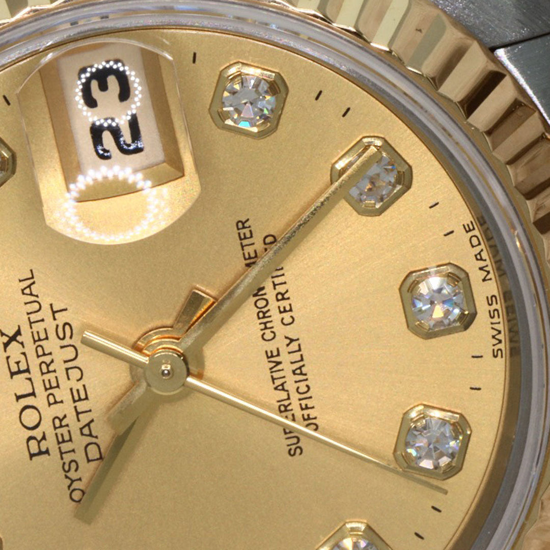 ROLEX Watches Mechanical Automatic 69173G Stainless Steel , SSxK18YG gold Datejust 10P Diamond Champagne Gold dial Women Used Authentic