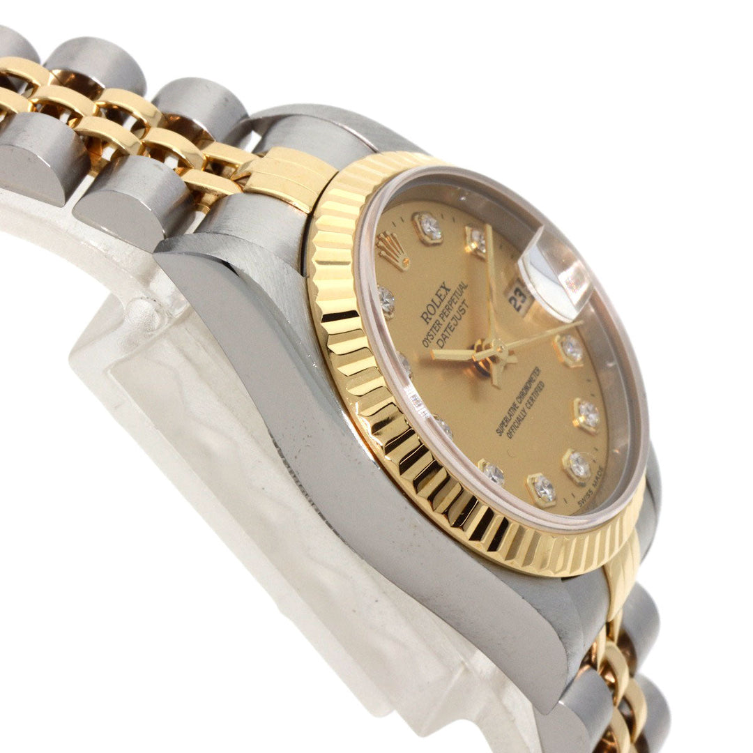 ROLEX Watches Mechanical Automatic 69173G Stainless Steel , SSxK18YG gold Datejust 10P Diamond Champagne Gold dial Women Used Authentic
