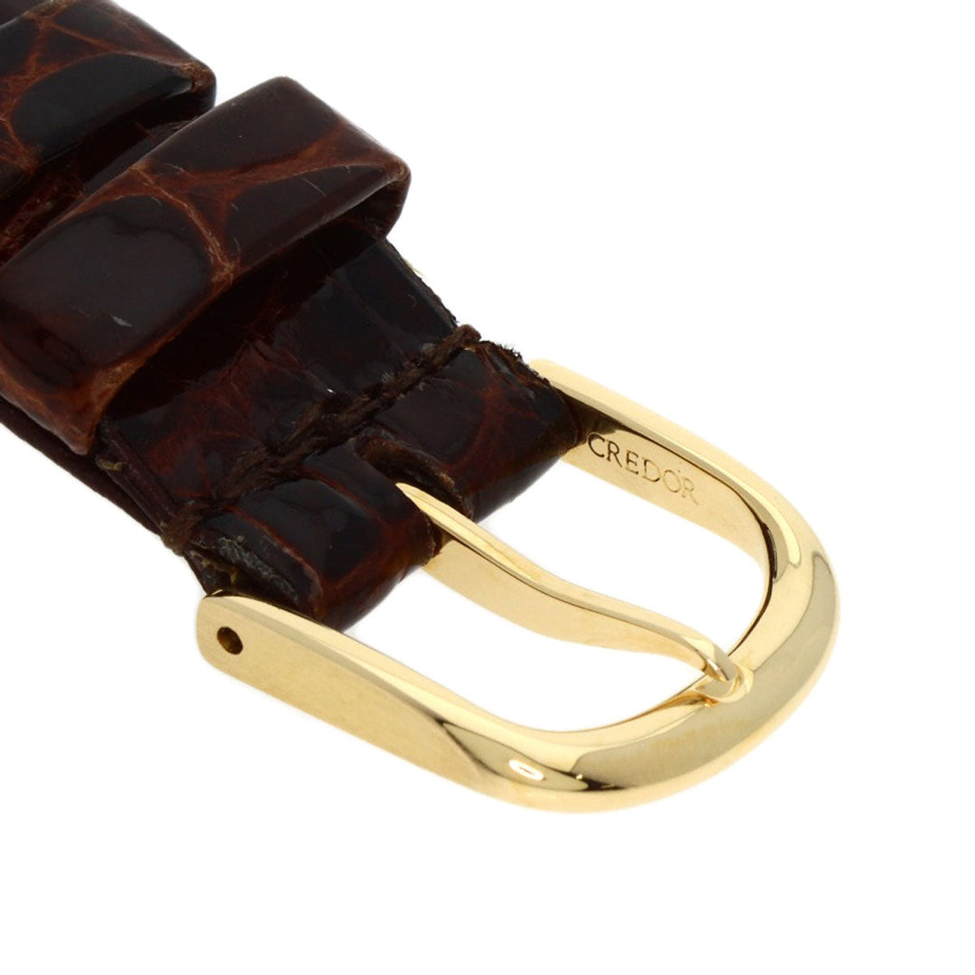 SEIKO Watches Quartz 7770-6020 K18YG, leather gold CREDOR gold dial mens Used Authentic