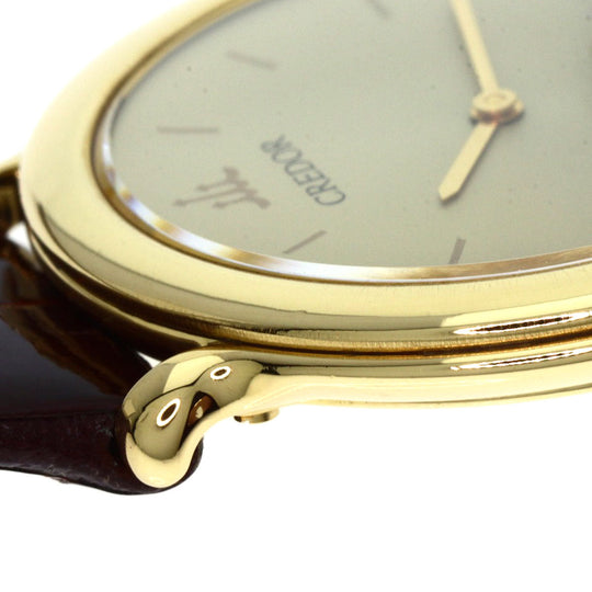 SEIKO Watches Quartz 7770-6020 K18YG, leather gold CREDOR gold dial mens Used Authentic