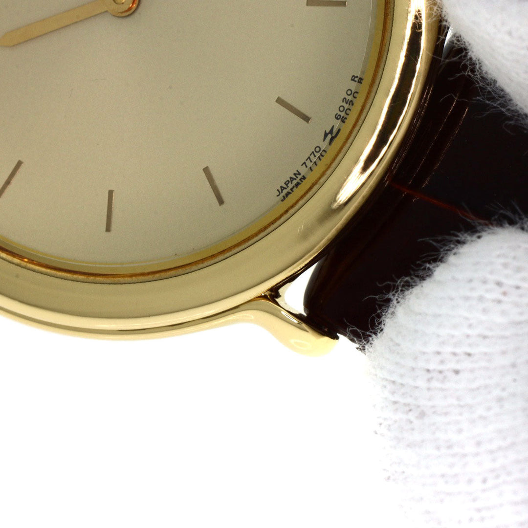 SEIKO Watches Quartz 7770-6020 K18YG, leather gold CREDOR gold dial mens Used Authentic