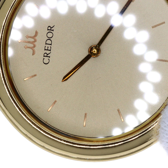 SEIKO Watches Quartz 7770-6020 K18YG, leather gold CREDOR gold dial mens Used Authentic