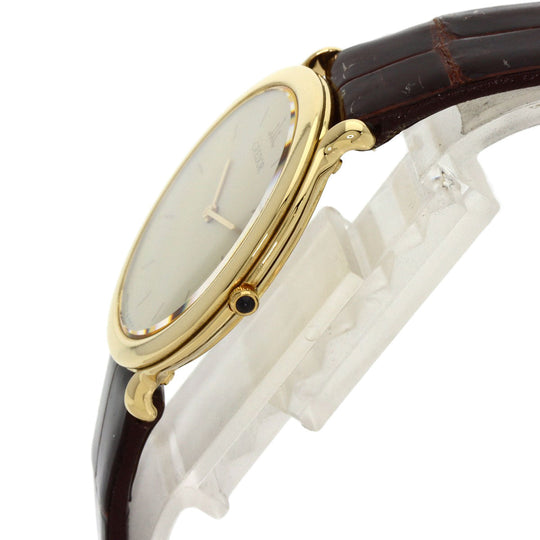 SEIKO Watches Quartz 7770-6020 K18YG, leather gold CREDOR gold dial mens Used Authentic