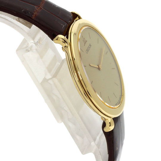 SEIKO Watches Quartz 7770-6020 K18YG, leather gold CREDOR gold dial mens Used Authentic