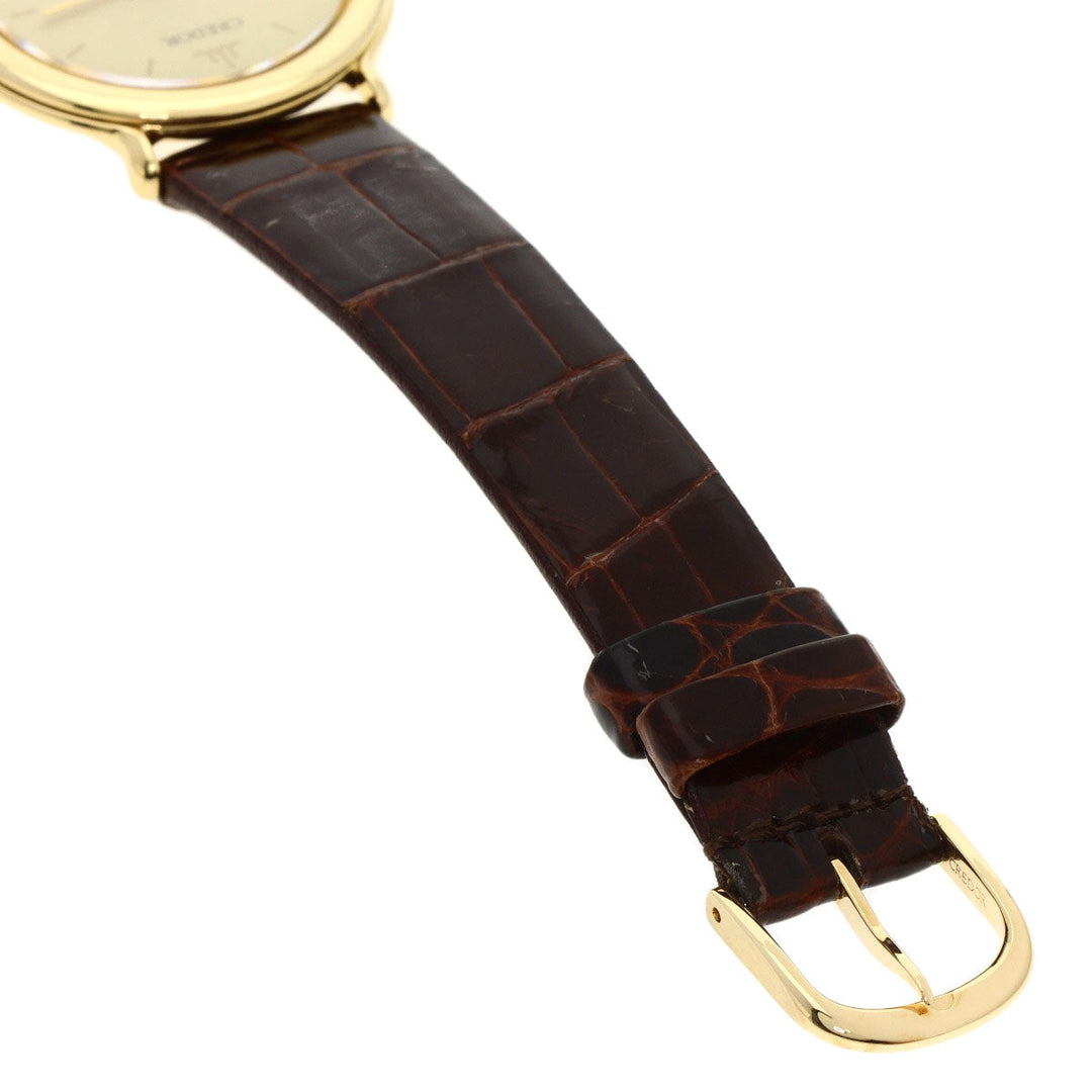 SEIKO Watches Quartz 7770-6020 K18YG, leather gold CREDOR gold dial mens Used Authentic