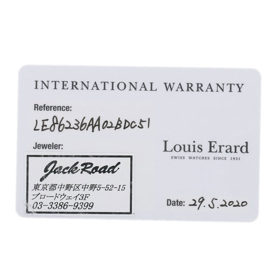 Louis Erard Watches Mechanical Automatic LE86236AA02BDC51 Stainless Steel, Leather Silver Excellence regulator black dial mens Used Authentic