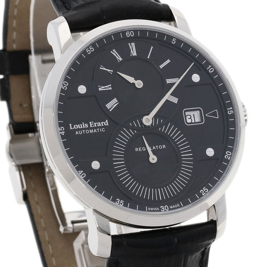 Louis Erard Watches Mechanical Automatic LE86236AA02BDC51 Stainless Steel, Leather Silver Excellence regulator black dial mens Used Authentic
