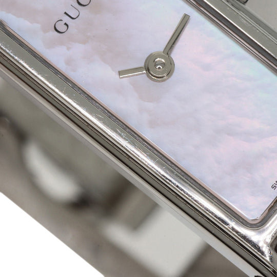 GUCCI Watches Quartz 1500L Stainless Steel , Stainless Steel Silver Square Face 1P Diamond Pink shell dial Women Used Authentic