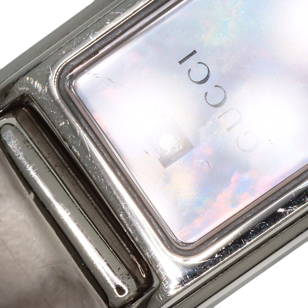 GUCCI Watches Quartz 1500L Stainless Steel , Stainless Steel Silver Square Face 1P Diamond Pink shell dial Women Used Authentic
