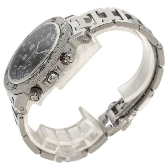 HERMES Watches Quartz CL2.910 Stainless Steel , Stainless Steel Silver Clipper Diver Chronograph black dial mens Used Authentic