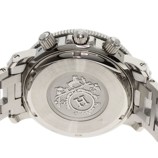 HERMES Watches Quartz CL2.910 Stainless Steel , Stainless Steel Silver Clipper Diver Chronograph black dial mens Used Authentic