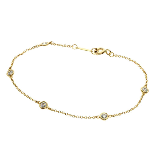 TIFFANY&Co. bracelet 18K Yellow Gold gold By the Yard 5P Diamond Women Used Authentic