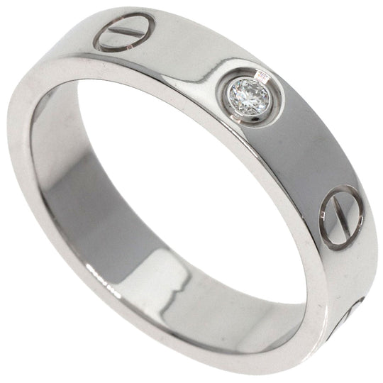 CARTIER Ring K18WG Silver Mini love ring 1P Diamond #47 Women Used Authentic
