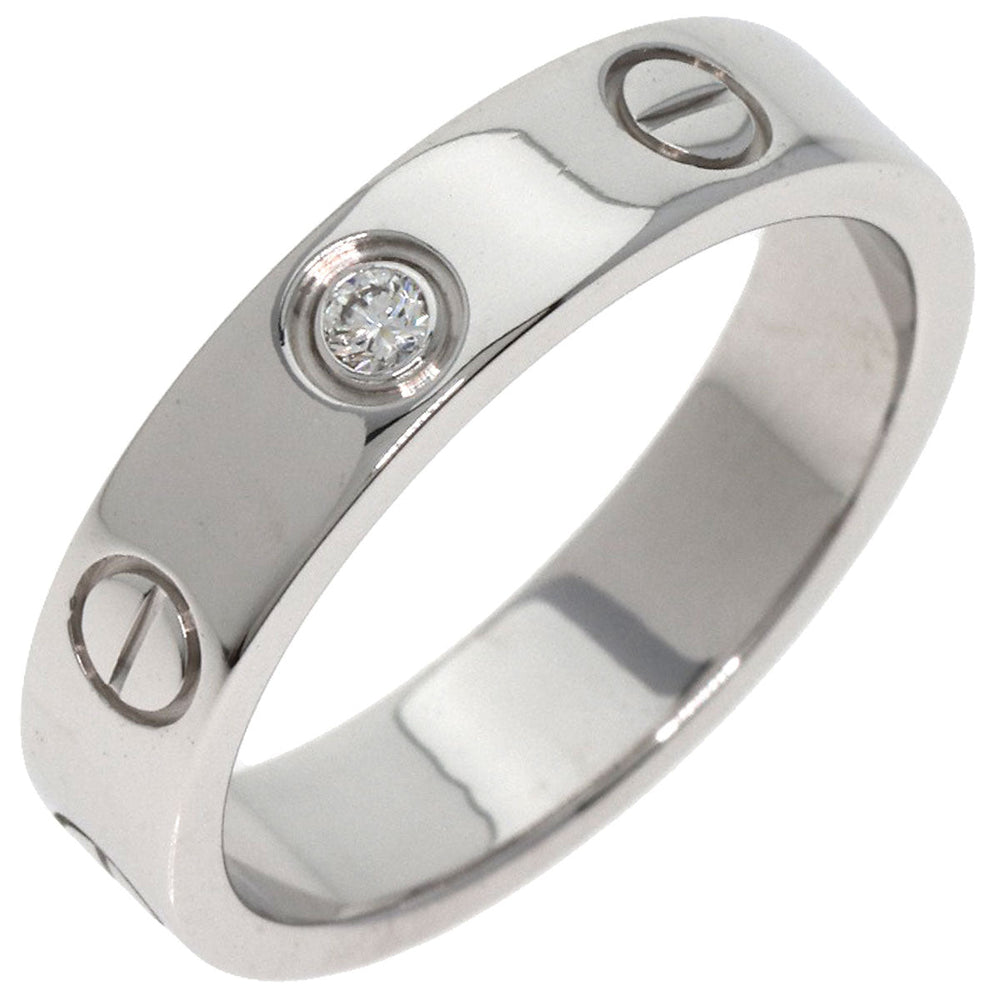 CARTIER Ring K18WG Silver Mini love ring 1P Diamond #47 Women Used Authentic