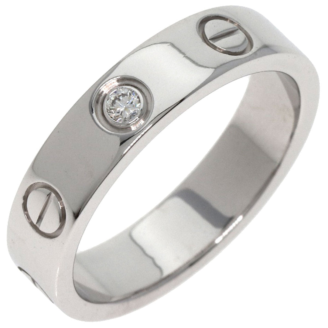 CARTIER Ring K18WG Silver Mini love ring 1P Diamond #47 Women Used Authentic