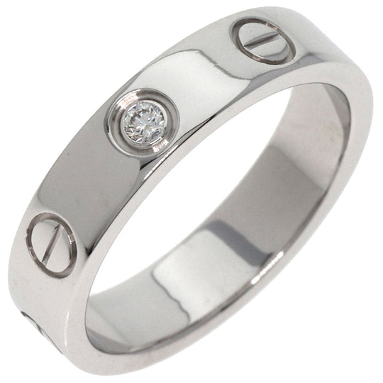 CARTIER Ring K18WG Silver Mini love ring 1P Diamond #47 Women Used Authentic