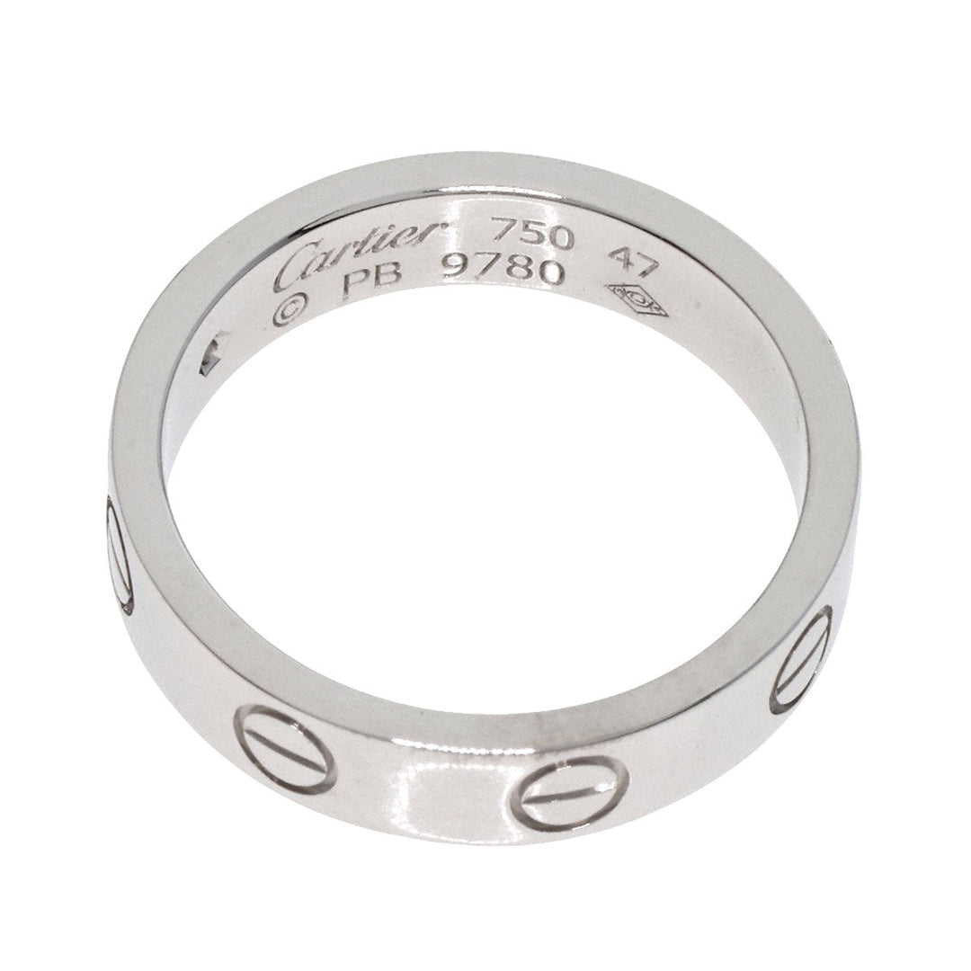 CARTIER Ring K18WG Silver Mini love ring 1P Diamond #47 Women Used Authentic