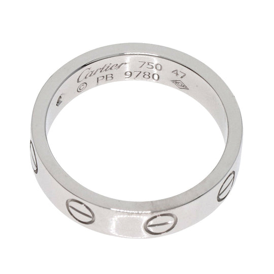 CARTIER Ring K18WG Silver Mini love ring 1P Diamond #47 Women Used Authentic