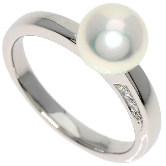 TASAKI Ring PT900 Silver Akoya Pearl Diamond