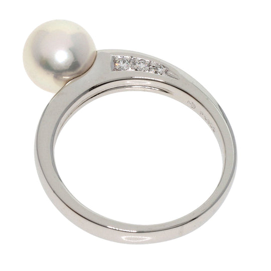 TASAKI Ring PT900 Silver Akoya Pearl Diamond