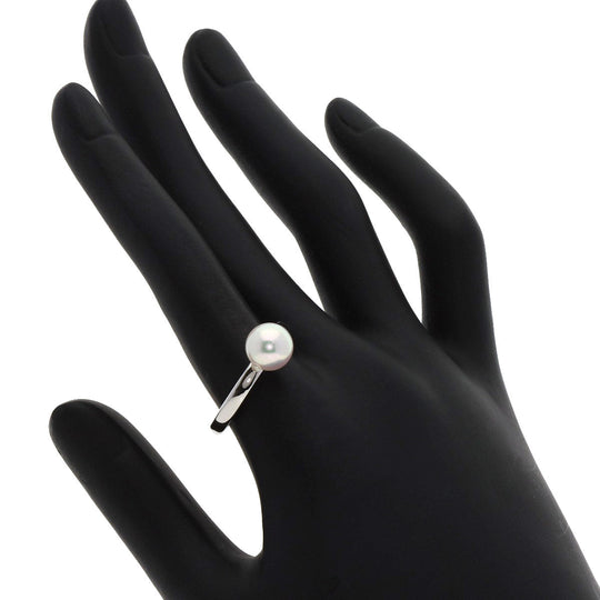 TASAKI Ring PT900 Silver Akoya Pearl Diamond