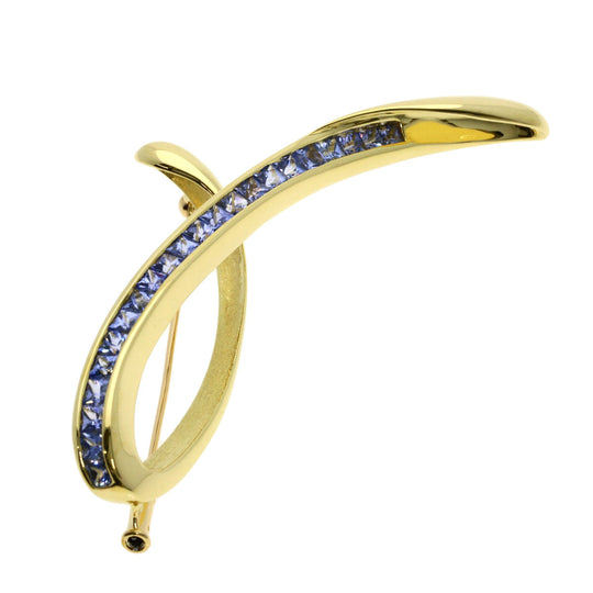 JUNE Brooch 18K Yellow Gold gold sapphire Women Used Authentic