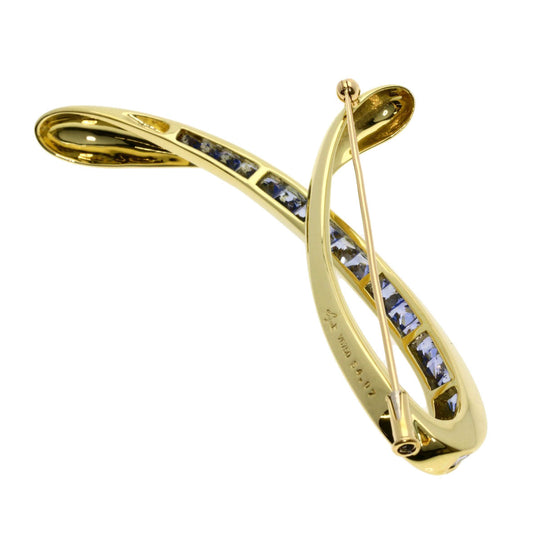 JUNE Brooch 18K Yellow Gold gold sapphire Women Used Authentic