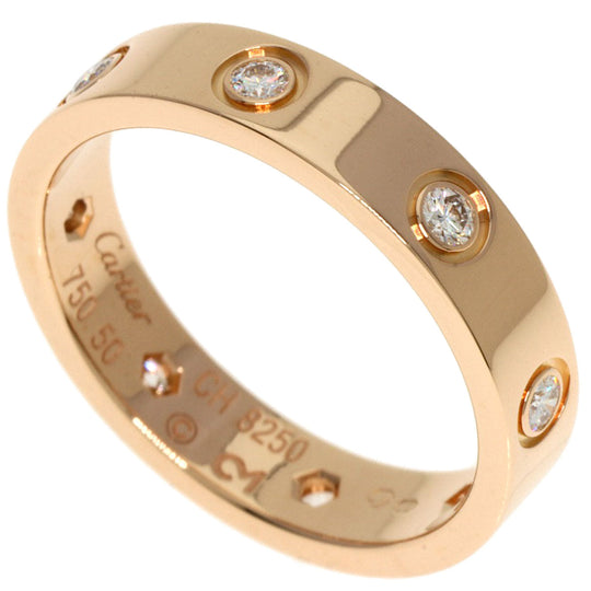 CARTIER Ring 18K Pink Gold gold Mini love ring full diamond #50 Women Used Authentic