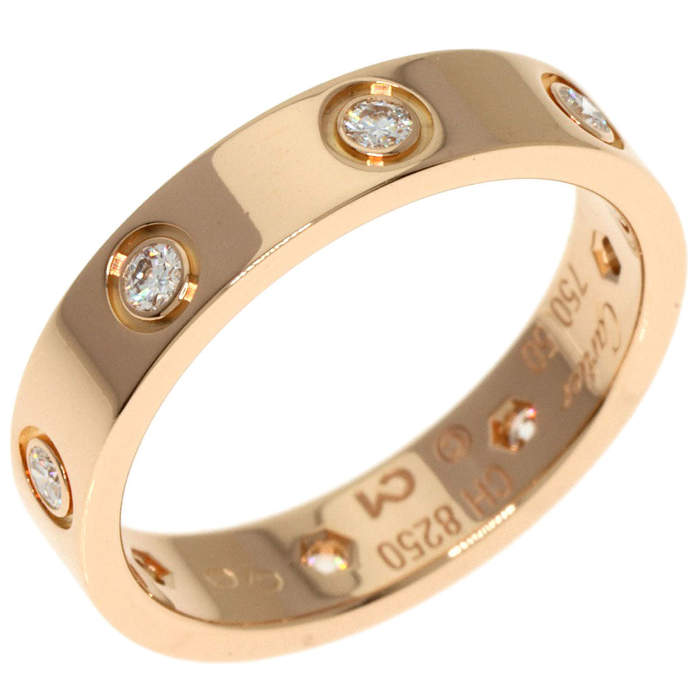 CARTIER Ring 18K Pink Gold gold Mini love ring full diamond #50 Women Used Authentic