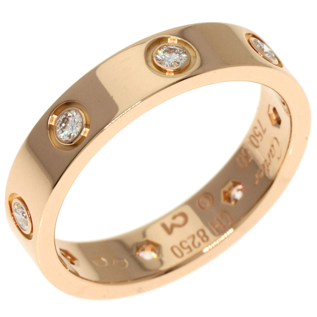 CARTIER Ring 18K Pink Gold gold Mini love ring full diamond #50 Women Used Authentic