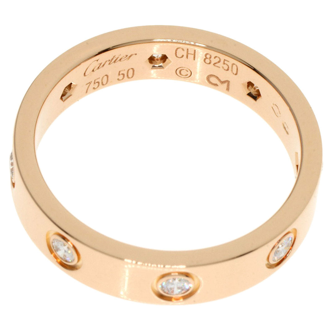 CARTIER Ring 18K Pink Gold gold Mini love ring full diamond #50 Women Used Authentic