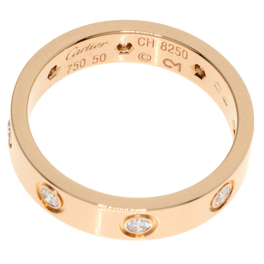 CARTIER Ring 18K Pink Gold gold Mini love ring full diamond #50 Women Used Authentic