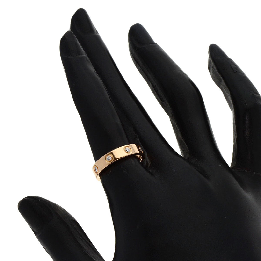CARTIER Ring 18K Pink Gold gold Mini love ring full diamond #50 Women Used Authentic