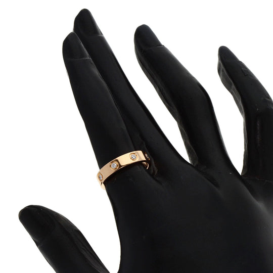 CARTIER Ring 18K Pink Gold gold Mini love ring full diamond #50 Women Used Authentic