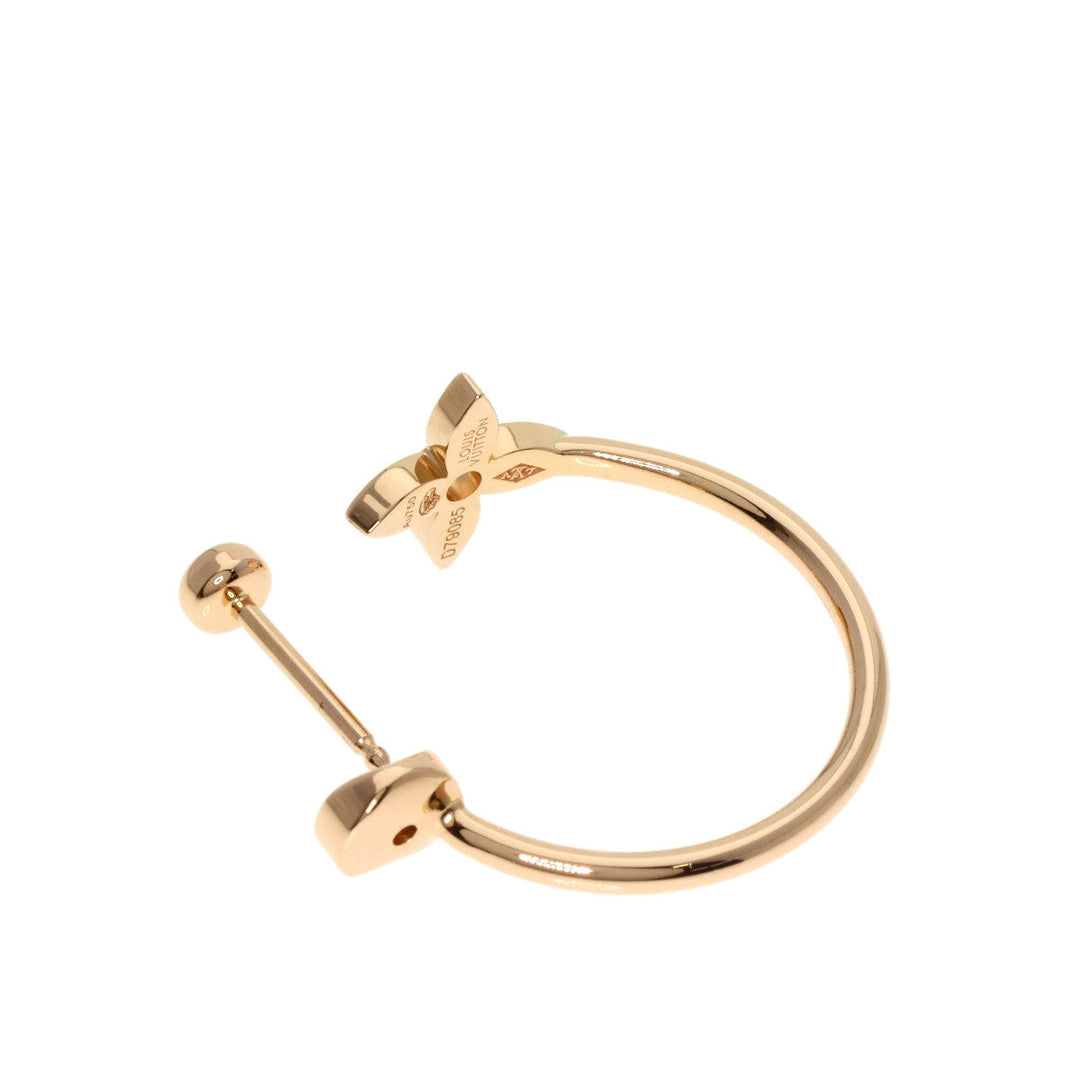 LOUIS VUITTON Pierce 18K Pink Gold gold Creole Monogram Idylle Diamond Women Used Authentic