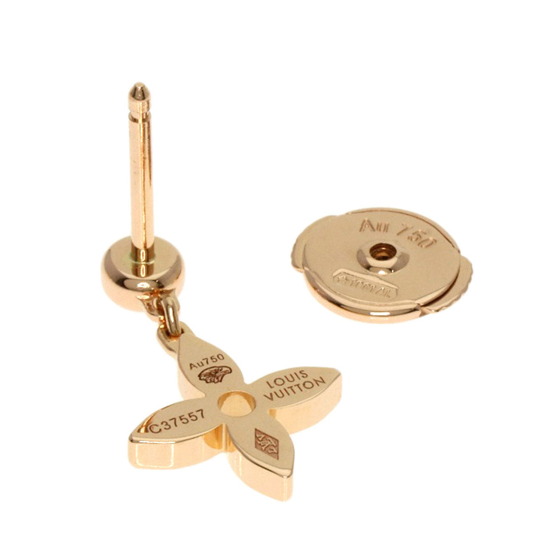 LOUIS VUITTON Pierce 18K Pink Gold gold Creole Monogram Idylle Diamond Women Used Authentic