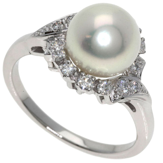 MIKIMOTO Ring PT950 Silver Akoya Pearl Diamond