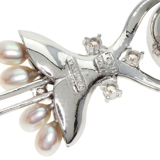 TASAKI Pendant top K14WG Silver Rose Quartz Pearl Diamond Women Used Authentic