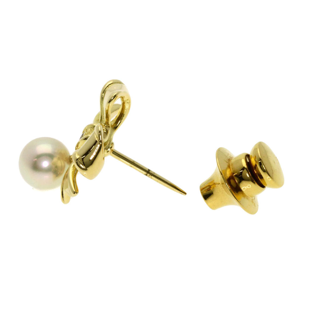 MIKIMOTO Tie pin 18K Yellow Gold gold Ribbon motif pearl mens Used Authentic