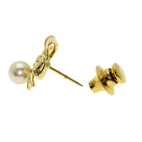 MIKIMOTO Tie pin 18K Yellow Gold gold Ribbon motif pearl mens Used Authentic