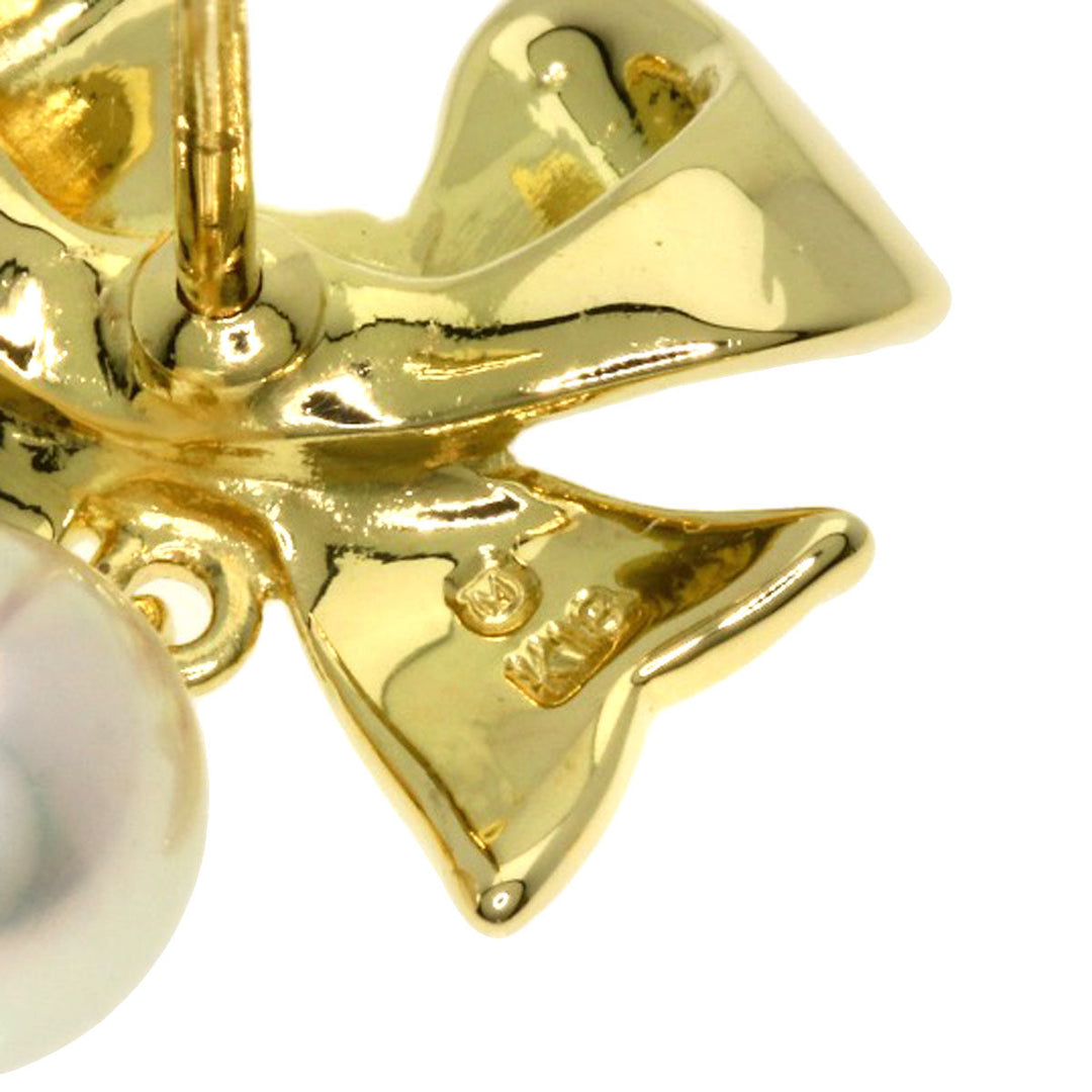 MIKIMOTO Tie pin 18K Yellow Gold gold Ribbon motif pearl mens Used Authentic