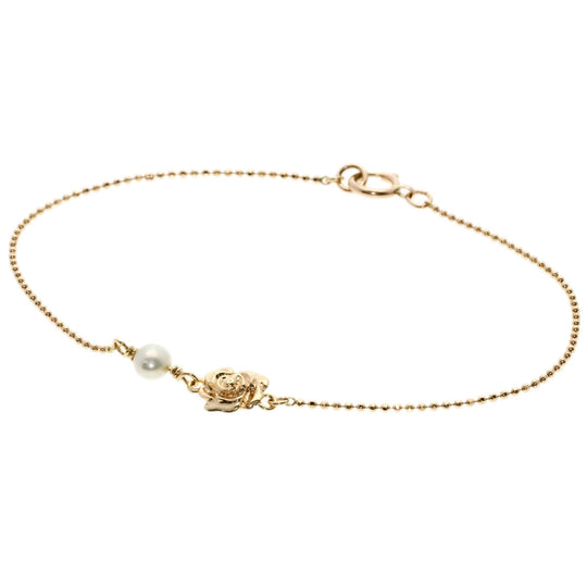 agete bracelet K10PG gold Pearl Women Used Authentic