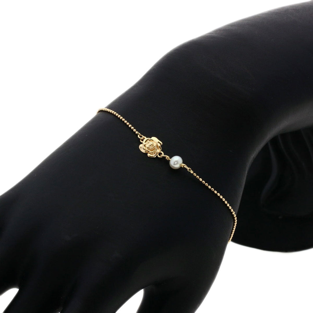 agete bracelet K10PG gold Pearl Women Used Authentic