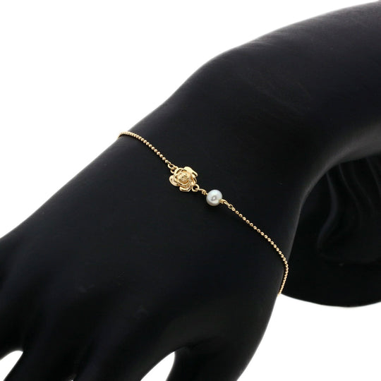 agete bracelet K10PG gold Pearl Women Used Authentic