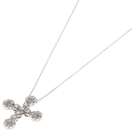 STAR JEWELRY Necklace K18WG Silver Diamond cross