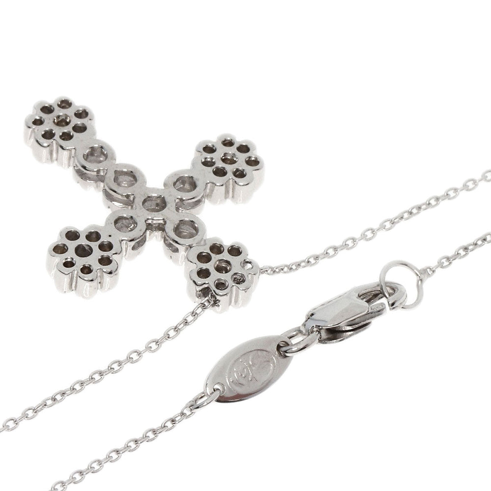 STAR JEWELRY Necklace K18WG Silver Diamond cross