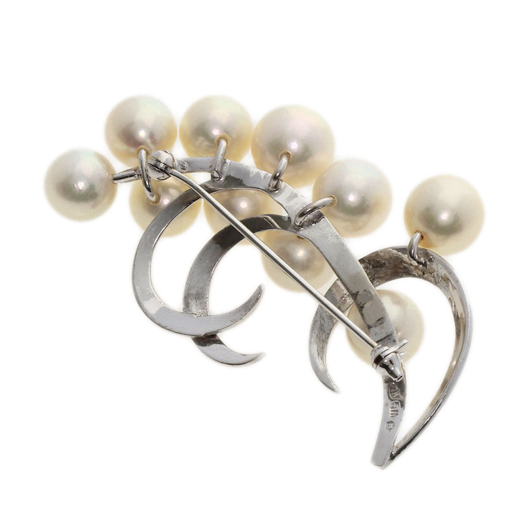 MIKIMOTO Brooch K14WG Silver Pearl
