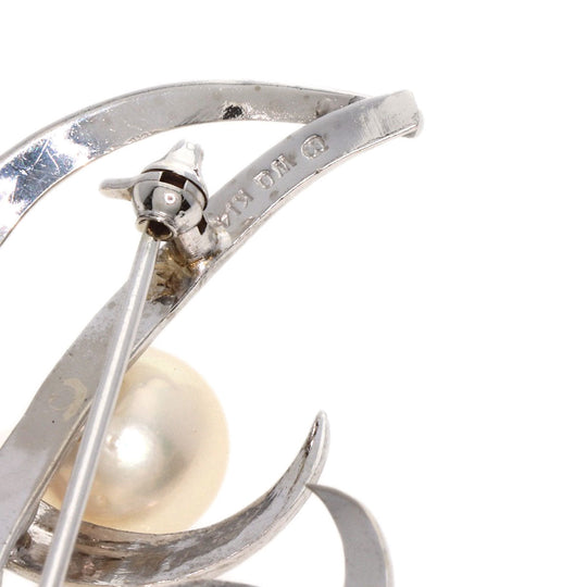 MIKIMOTO Brooch K14WG Silver Pearl