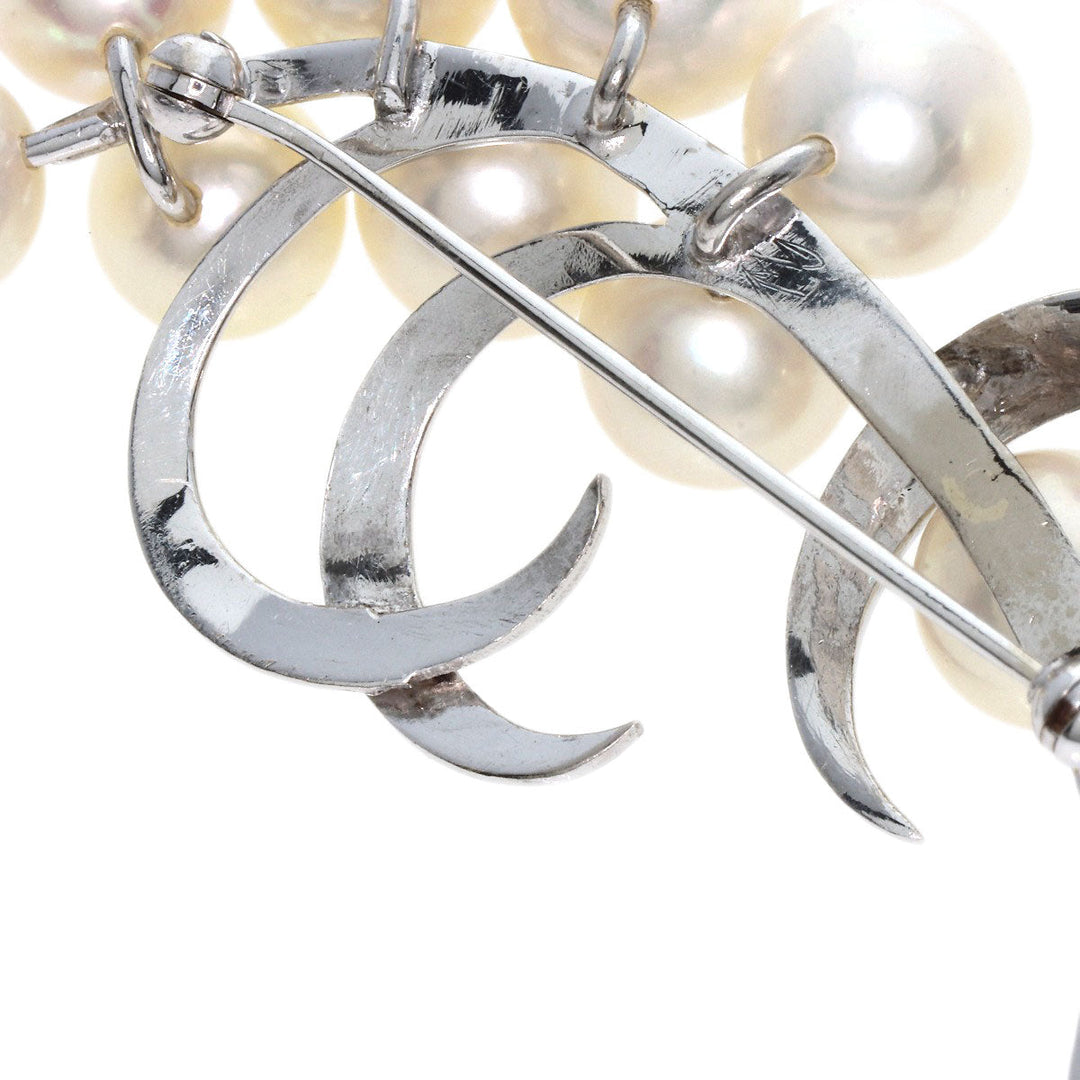 MIKIMOTO Brooch K14WG Silver Pearl